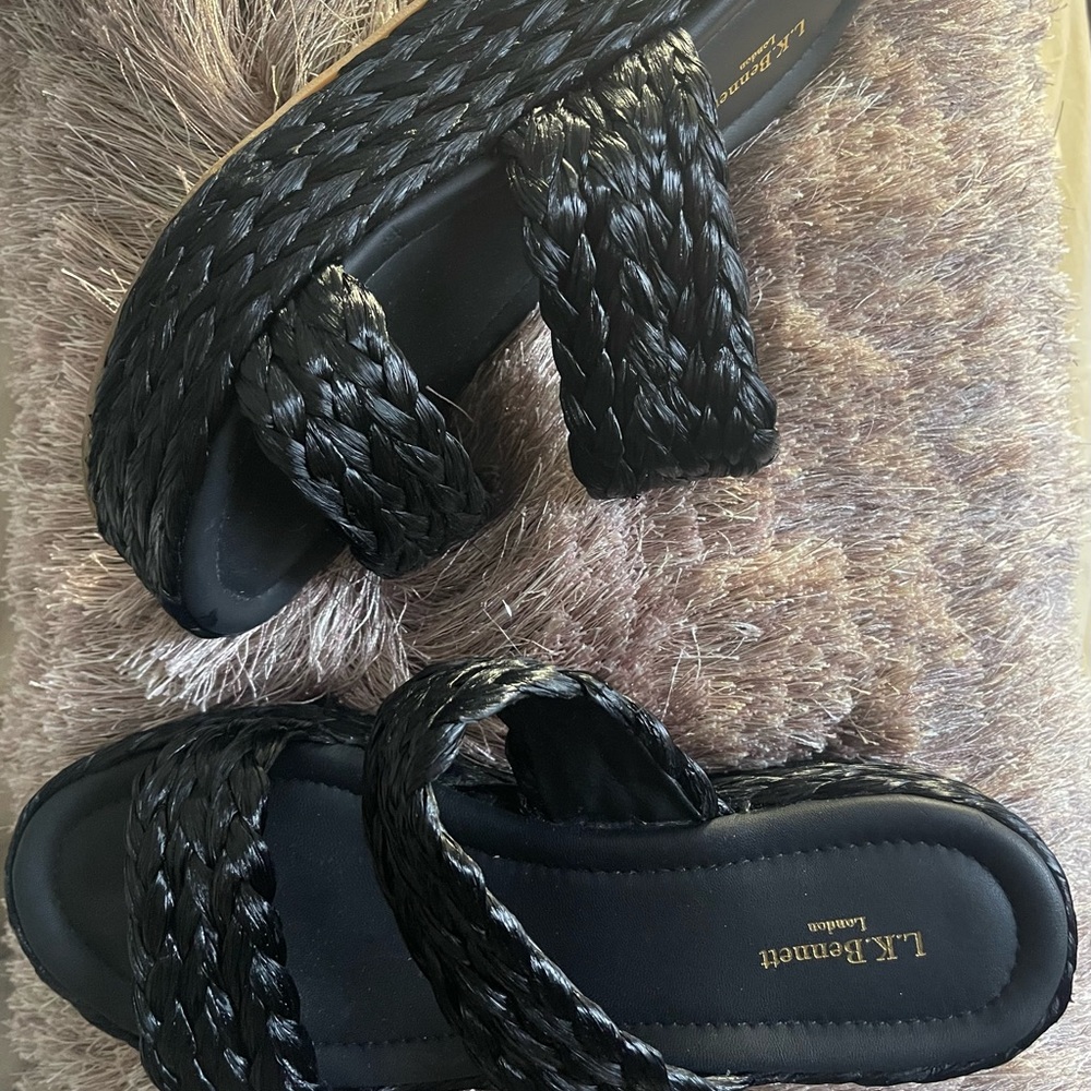 🔥 LK Blazing Hot Deal! Platform Raffia Slide Sandals by LK Bennett, 41/10-10.5